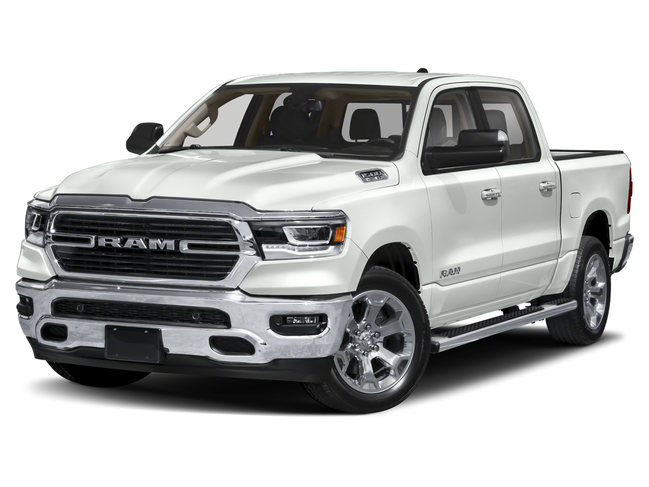 2021 RAM 1500 Laramie in Diamond Black Crystal Pearlcoat — front three-quarter view