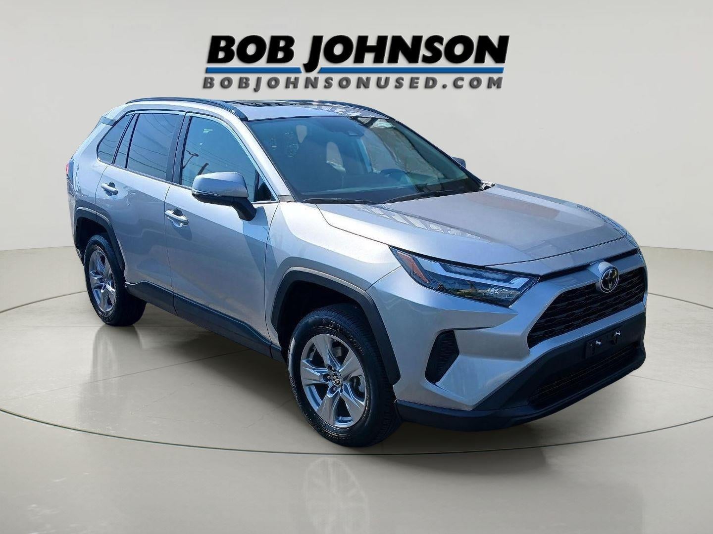 2025 Toyota RAV4 XLE in Silver Sky Metallic — front three-quarter view