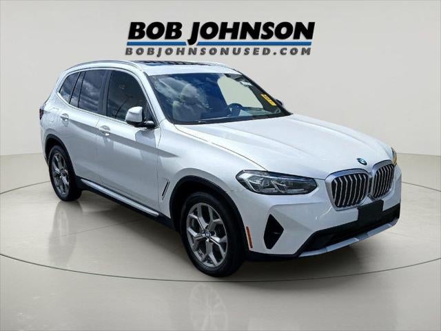 2023 BMW X3 xDrive30i in Mineral White Metallic — front three-quarter view