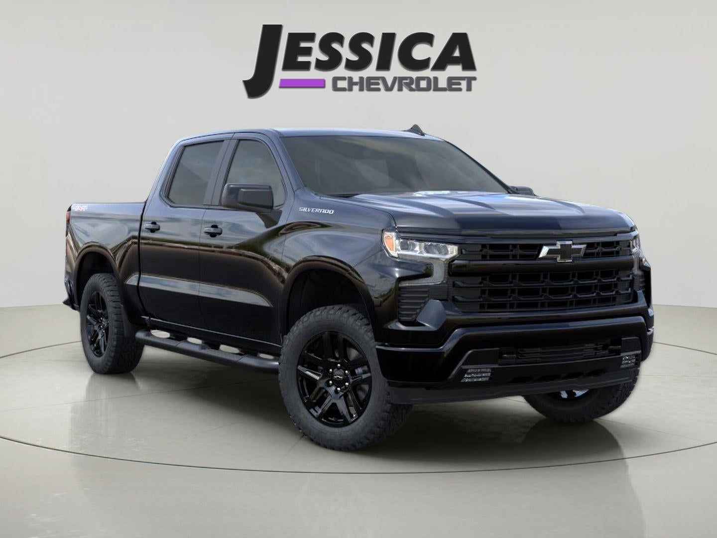 2026 Chevrolet Silverado 1500 RST in Black — front three-quarter view