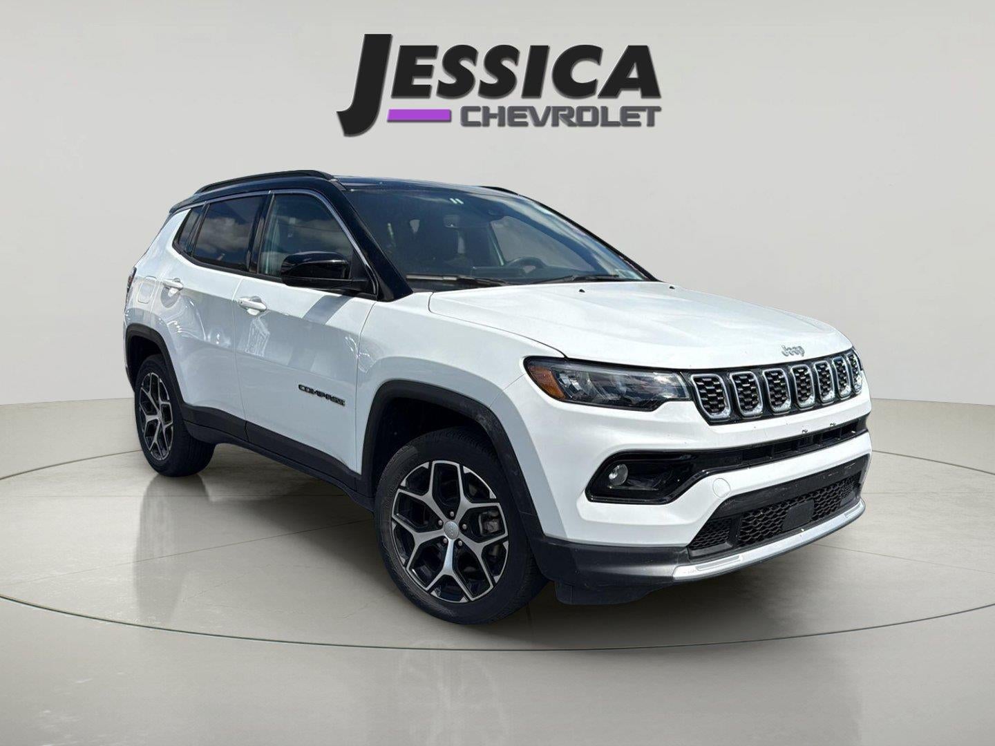 2024 Jeep Compass Limited in White — front three-quarter view
