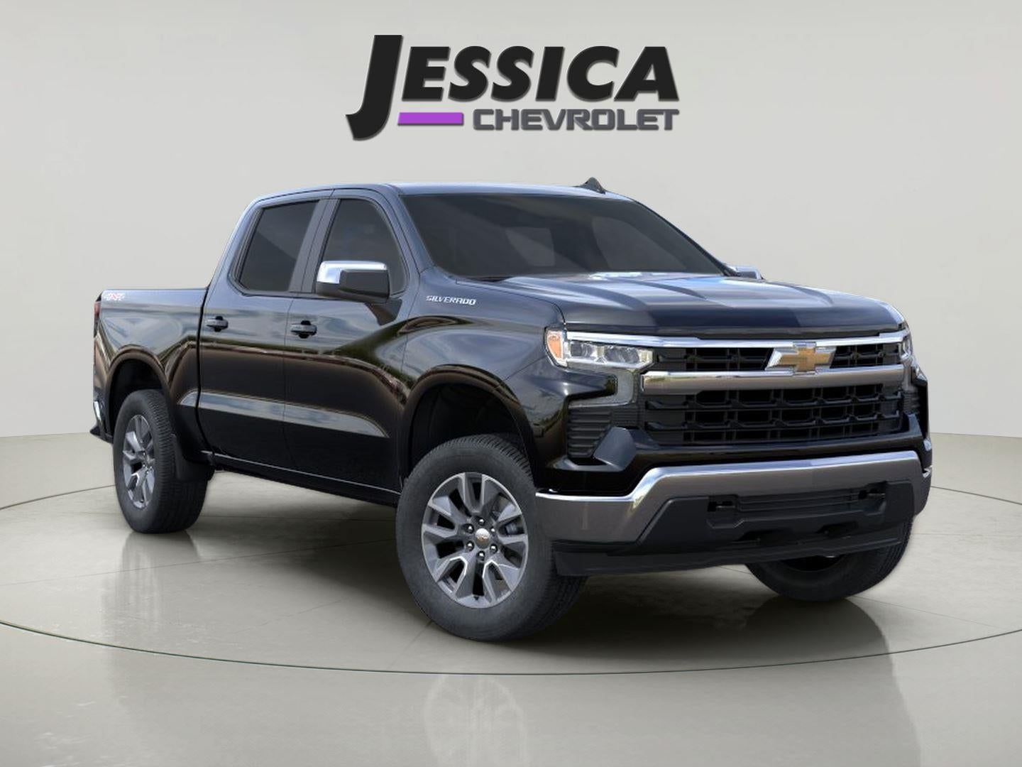 2026 Chevrolet Silverado 1500 LT (2FL) in Black — front three-quarter view