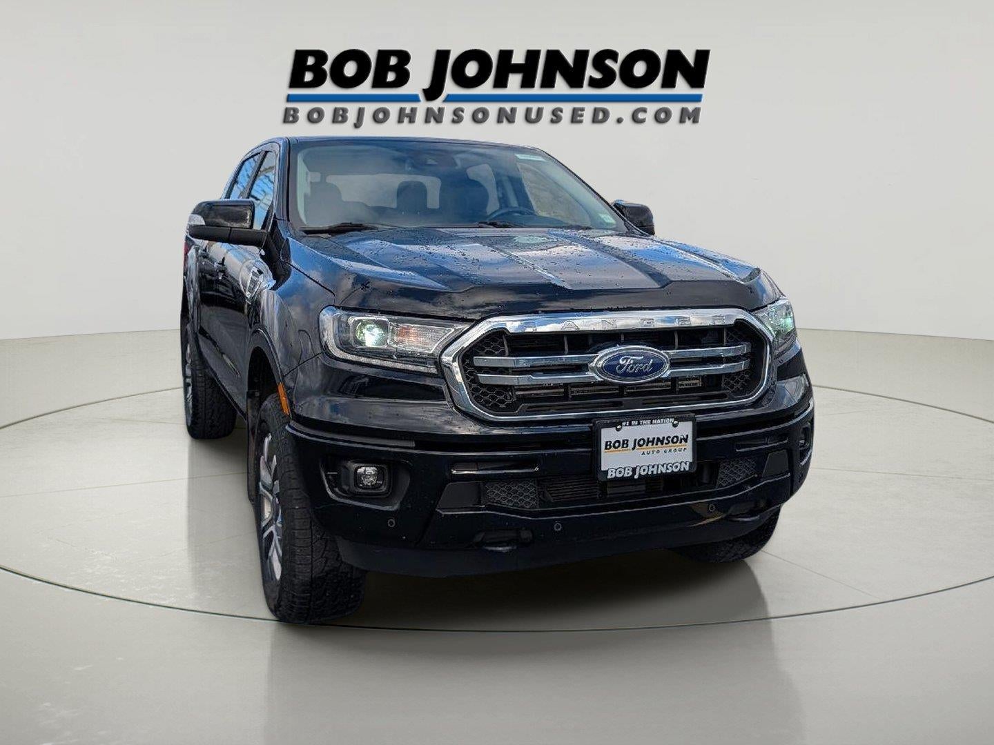 2019 Ford Ranger LARIAT in Shadow Black — front three-quarter view
