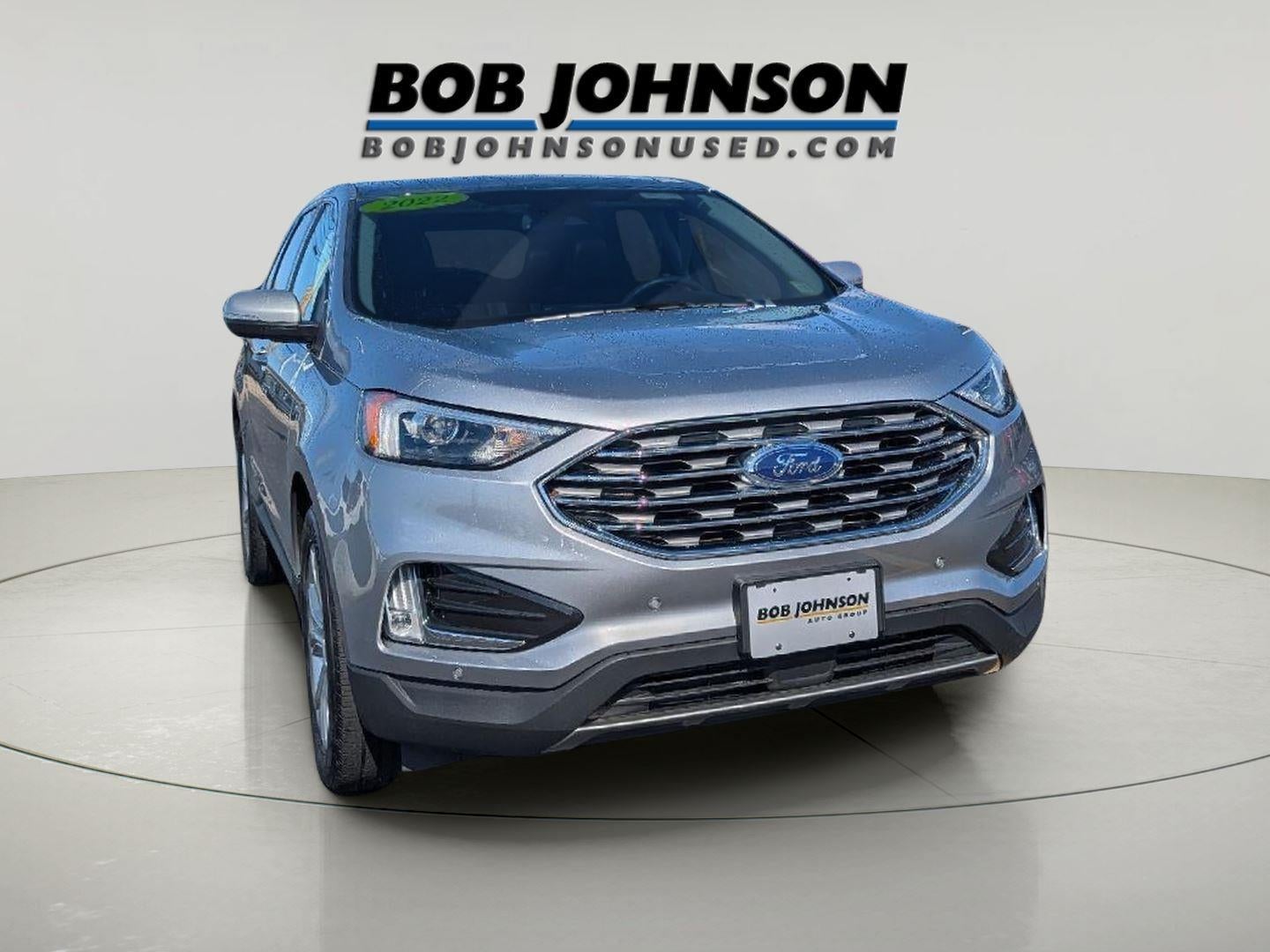 2022 Ford Edge Titanium in Iconic Silver — front three-quarter view