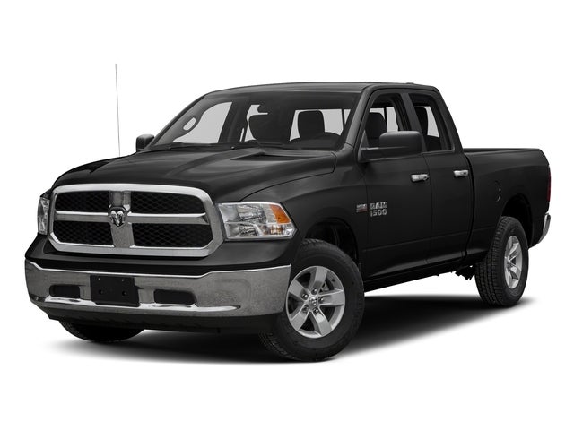 2017 RAM 1500 SLT Quad Cab 4x4 6'4' Box in Black — front three-quarter view