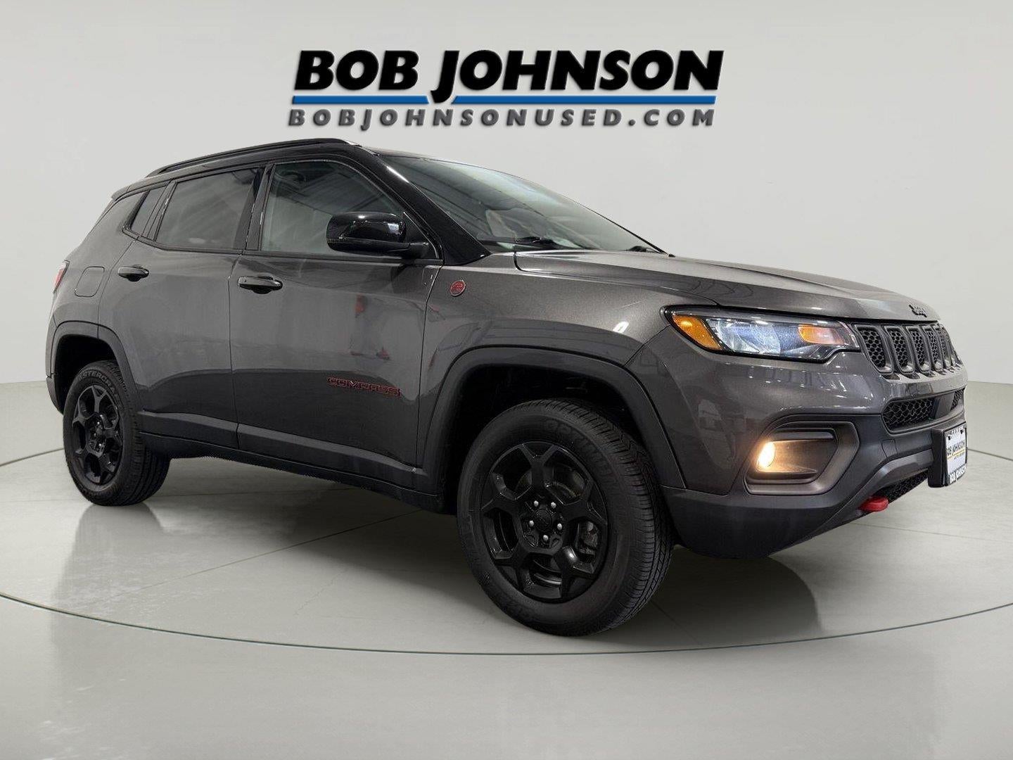 2023 Jeep Compass Trailhawk 4x4 in Granite Crystal Metallic Clearcoat — front three-quarter view